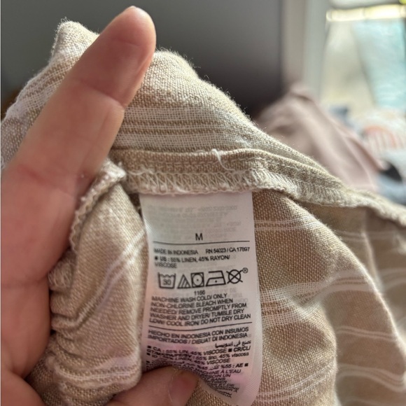 Old Navy Beige Striped Wide Leg Jumpsuit-linen/rayon - Picture 4 of 4